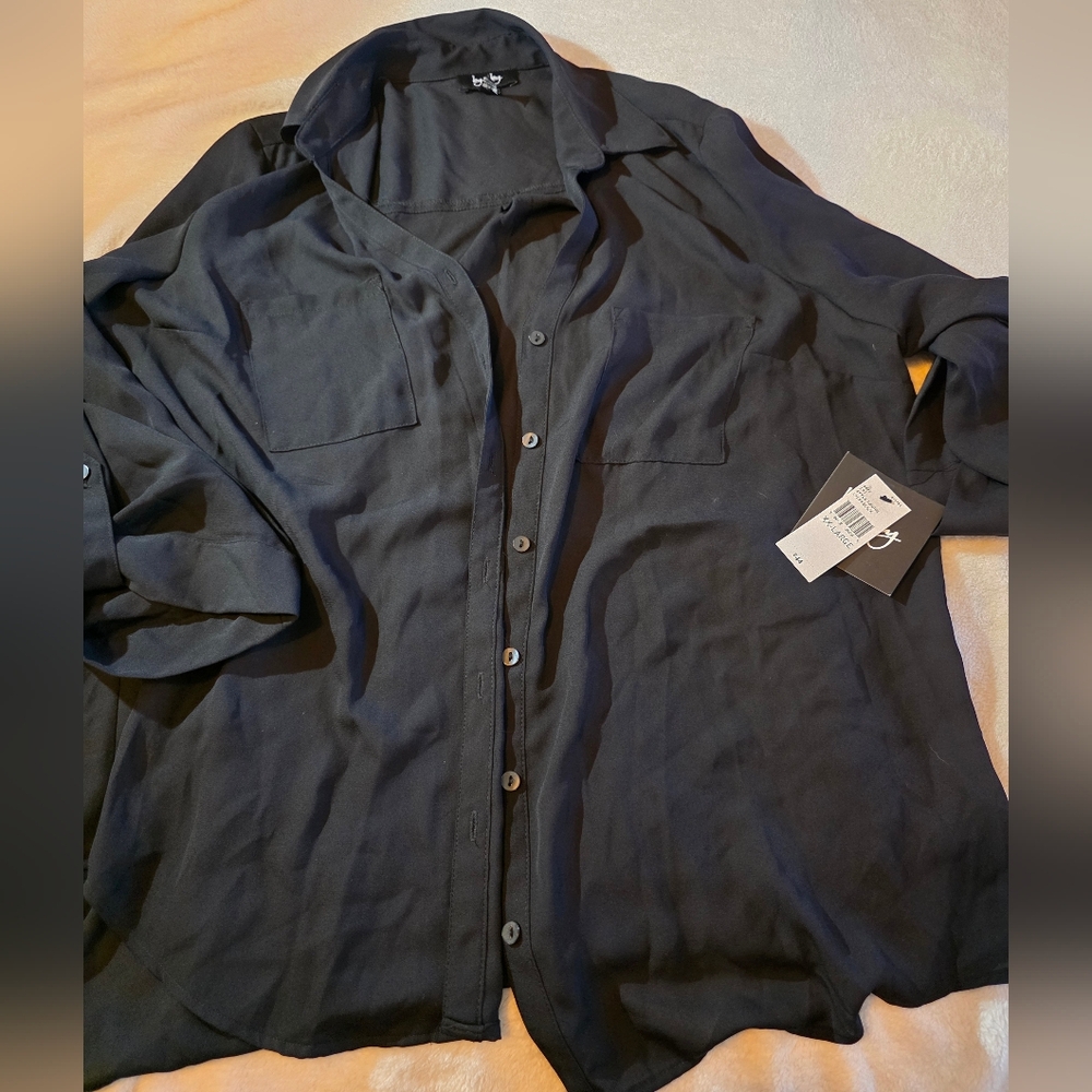 by & by Elegant Black Sheer Blouse